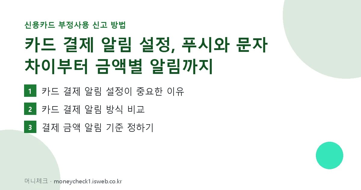 카드 결제 알림 설정 핵심 내용 요약